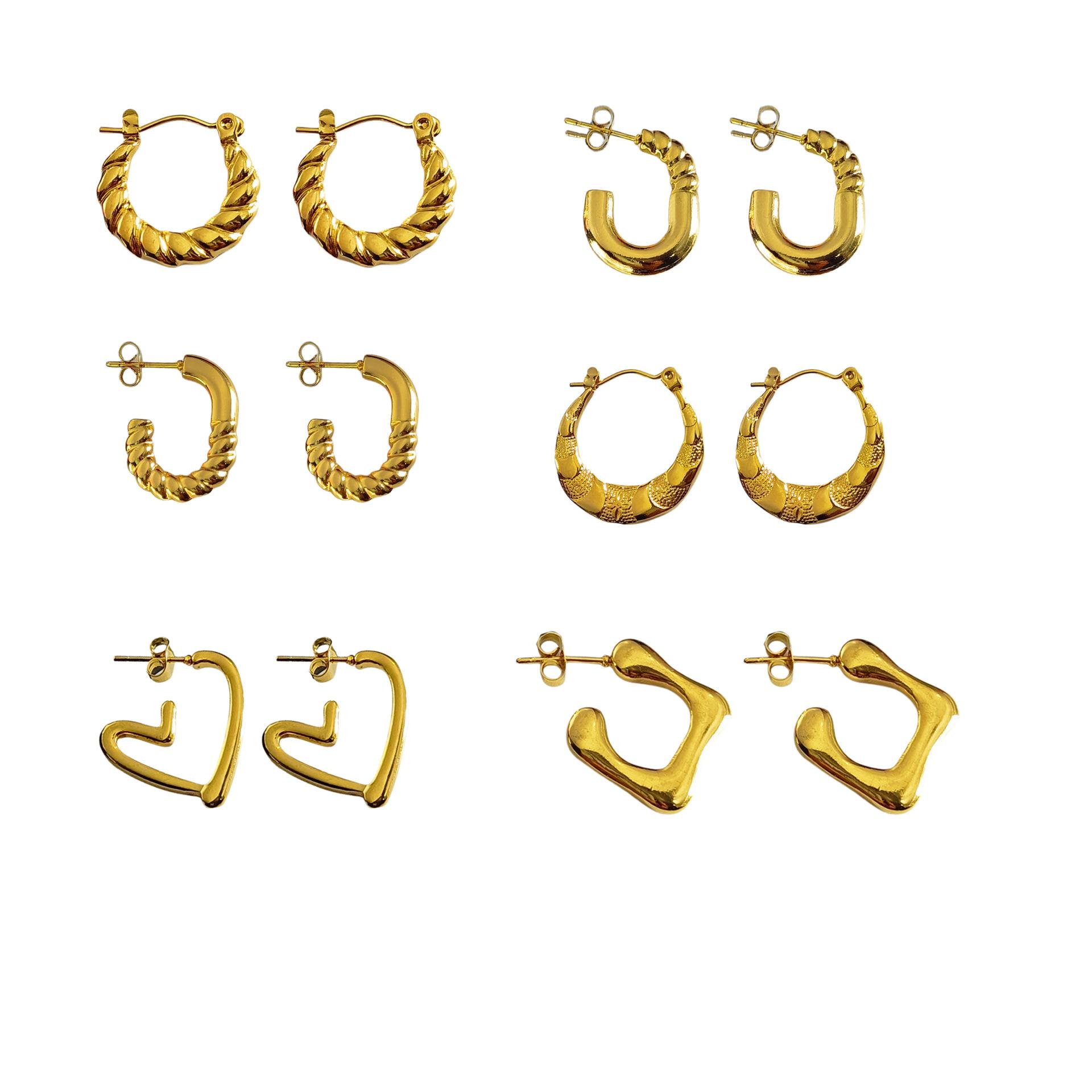 Cross-border best-selling oil-pressure stainless steel hollow earrings from Europe and America, high-end, trendy and light luxury style, 18K earrings wholesale 37 details Picture