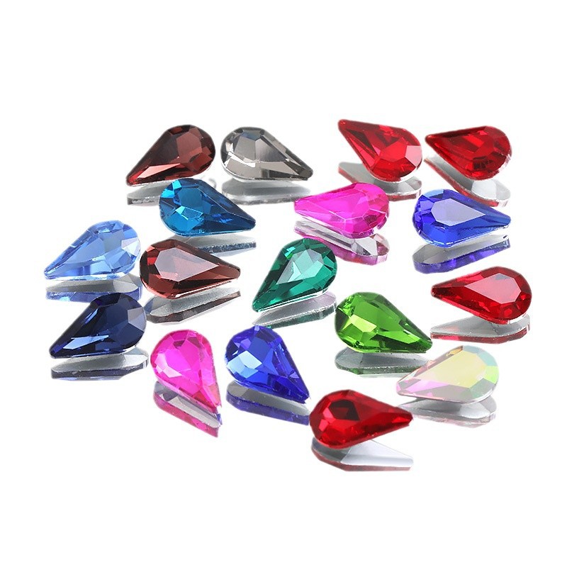 Factory direct sales of sunflower seed pointed-drop diamond silver-plated base crystal diamond jewelry, nail diamond, hair accessory pointed-drop diamond