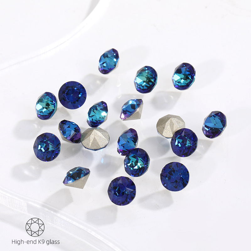 Factory direct sales of cross-border new products, pointed-bottom diamond water diamond nail art diamond accessories, multi-faceted round pointed-bottom diamond nail art jewelry Application Scenario