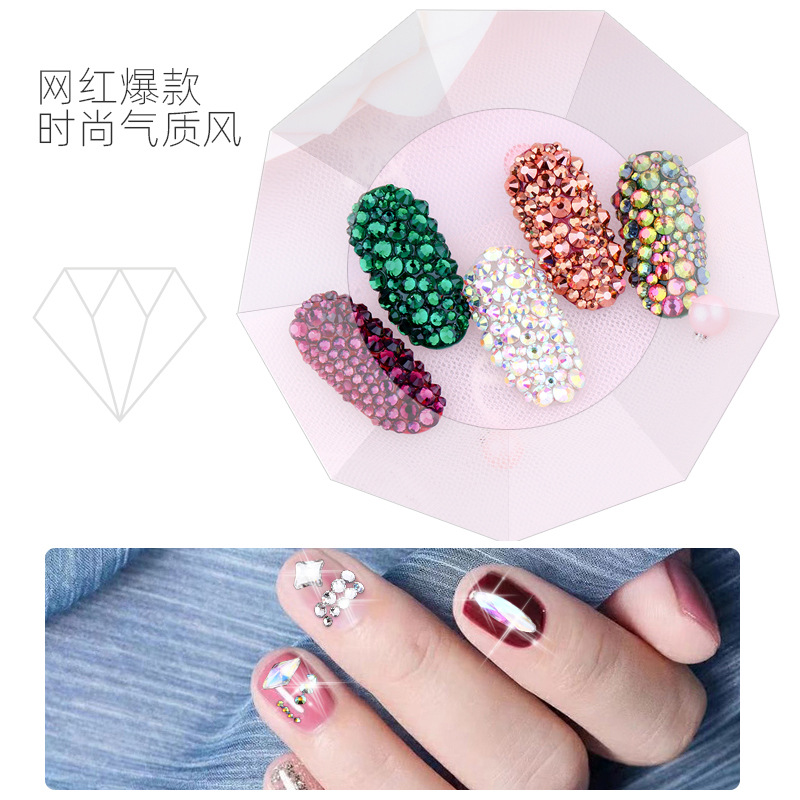 Factory direct sales, Amazon six-compartment mixed round nail drill, mobile phone accessories, phone case, nail drill material, flat nail drill details Picture