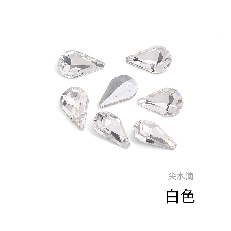 Factory direct sales of sunflower seed pointed-drop diamond silver-plated base crystal diamond jewelry, nail diamond, hair accessory pointed-drop diamond details Picture