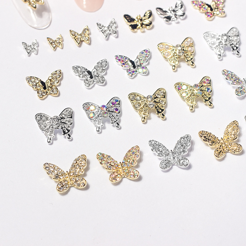 Factory direct sales of new nail art butterfly jewelry, nail diamond decoration, popular butterfly mini micro-inlay three-dimensional metal nail accessories Application Scenario
