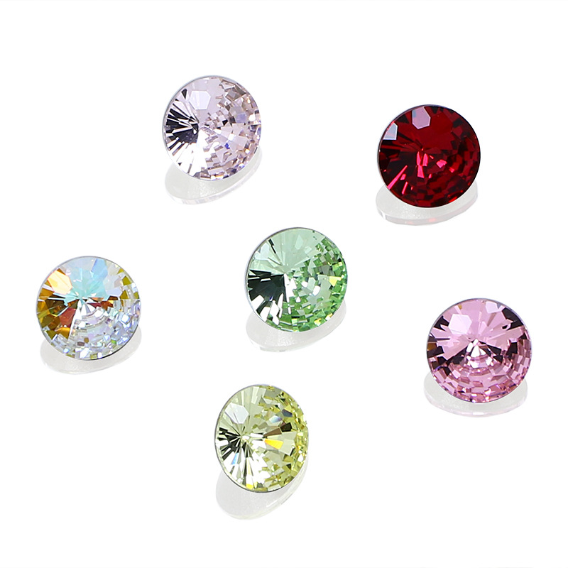 Factory direct sales of popular round firework cut nail drill DIY jewelry accessories, pointed-bottom drill colorful nail accessories wholesale Specification image