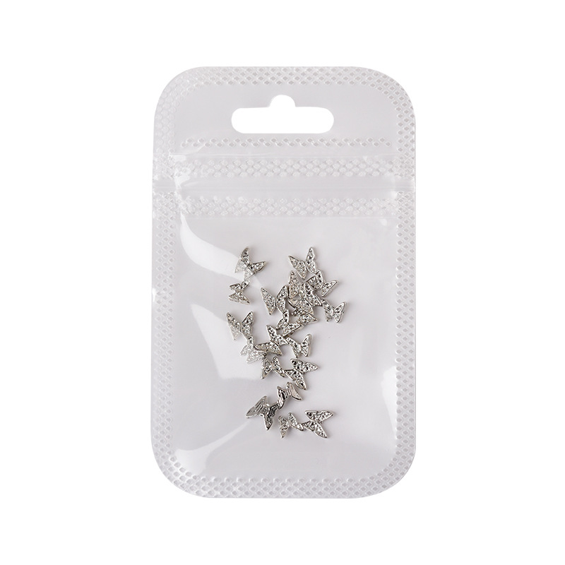 Factory direct sales of silver butterfly nail art accessories, light luxury three-dimensional bow, large metal butterfly wings, nail diamond jewelry, Internet celebrity bestsellers Item Picture