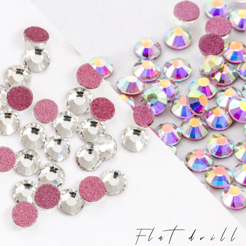 Factory direct sales of new fashionable and trendy cross-border red base nail drill, international trade A diamond crystal round nail beauty, mobile phone case DIY accessories