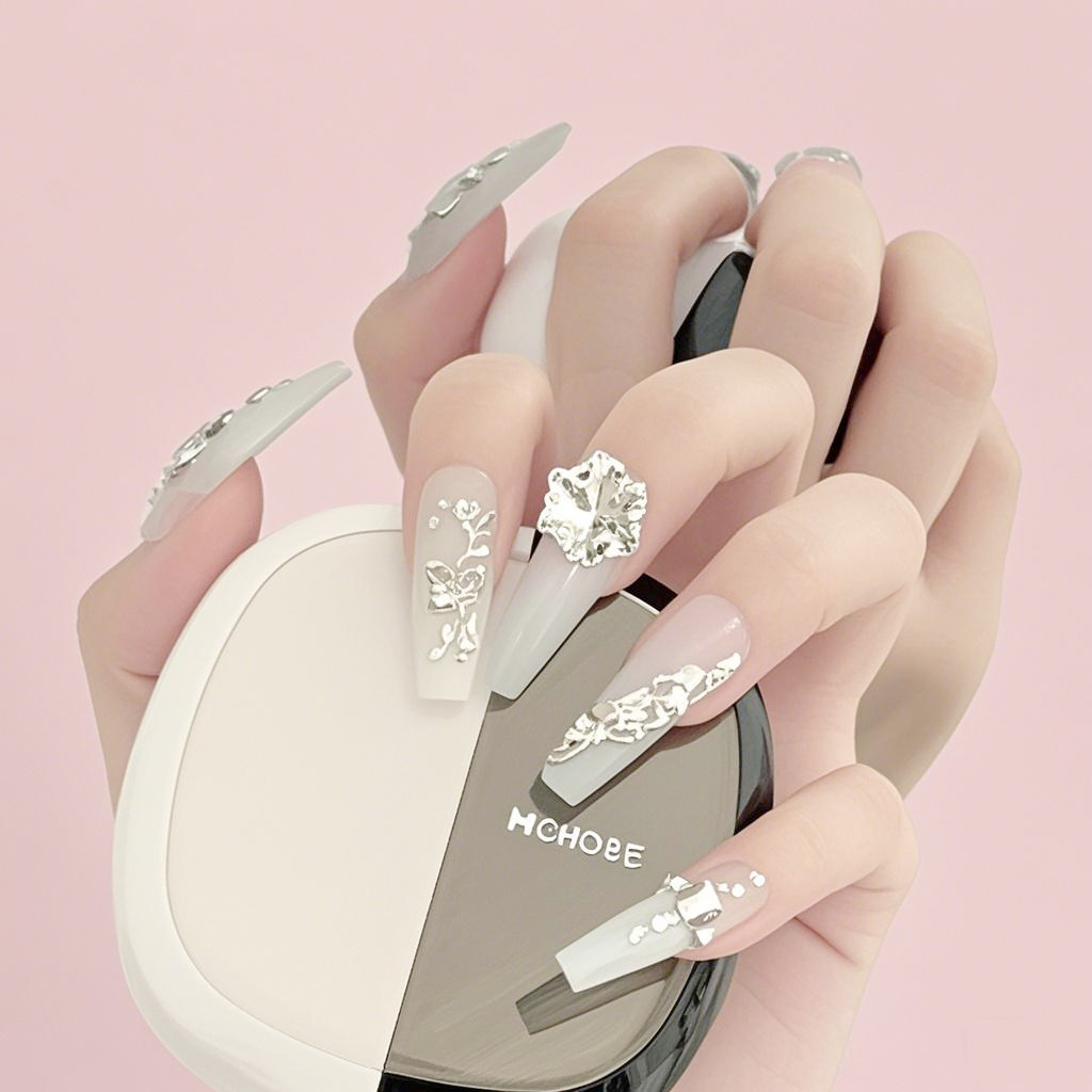 Factory direct sales of nail art diamond jewelry, pile diamond nail art jewelry, sparkling white pearl pillow, square crystal pile diamond nail art diamond jewelry Specification image