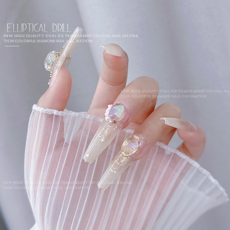 8*12 super shiny multi-faceted pointed bottom diamond nail pile diamond accessories, factory direct sale, a best-selling high-quality transparent crystal nail accessory