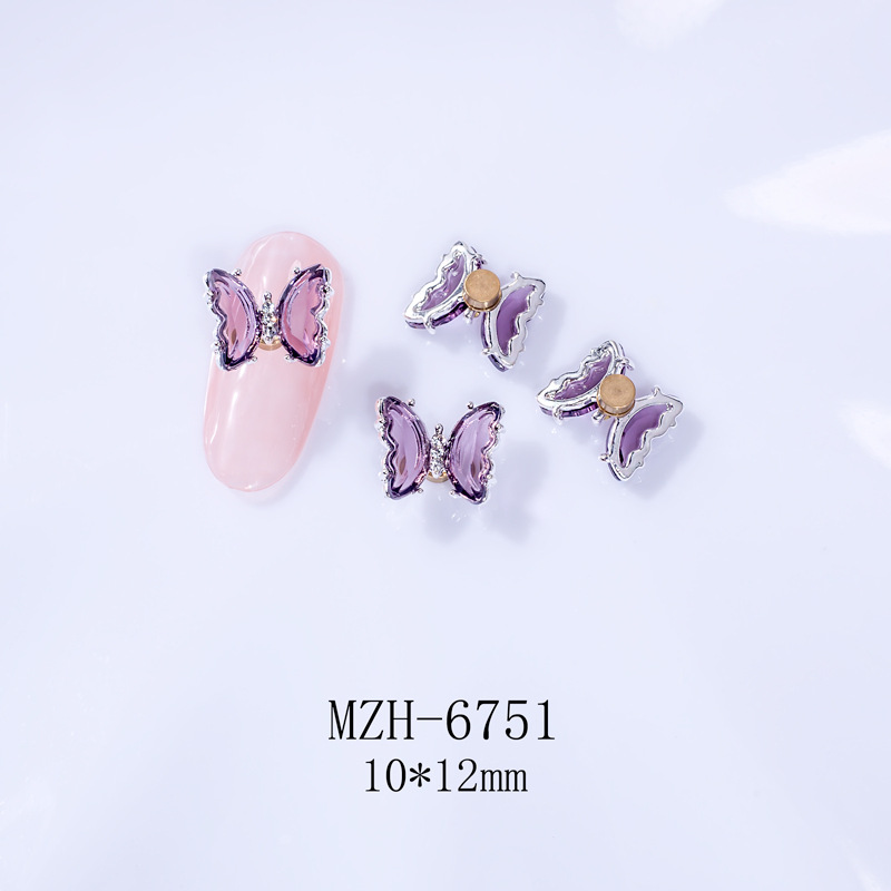 Factory direct sales, popular nail art rotating butterfly accessories, three-dimensional pink butterfly accessories, nail art diamond crystal wing accessories DIY pic 4