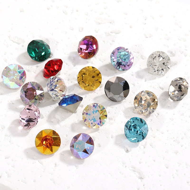 Factory direct sales of cross-border new products, pointed-bottom diamond water diamond nail art diamond accessories, multi-faceted round pointed-bottom diamond nail art jewelry Specification image