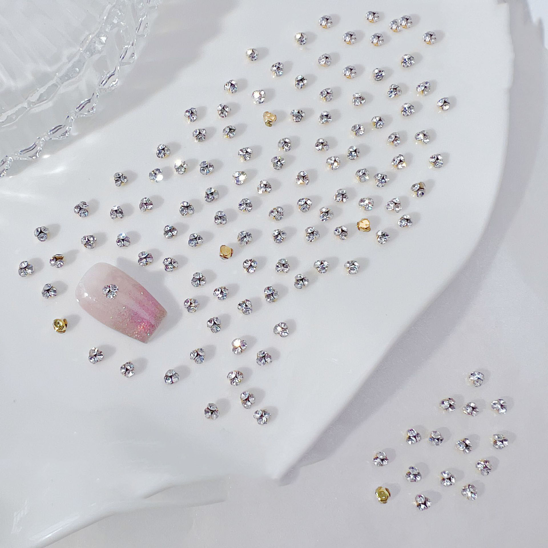 Mini, small-sized, colorful, flat-bottomed, irregular-shaped, pearl, white diamond, white mixed warm, Sprite, internet-famous wearable accessories Item Picture