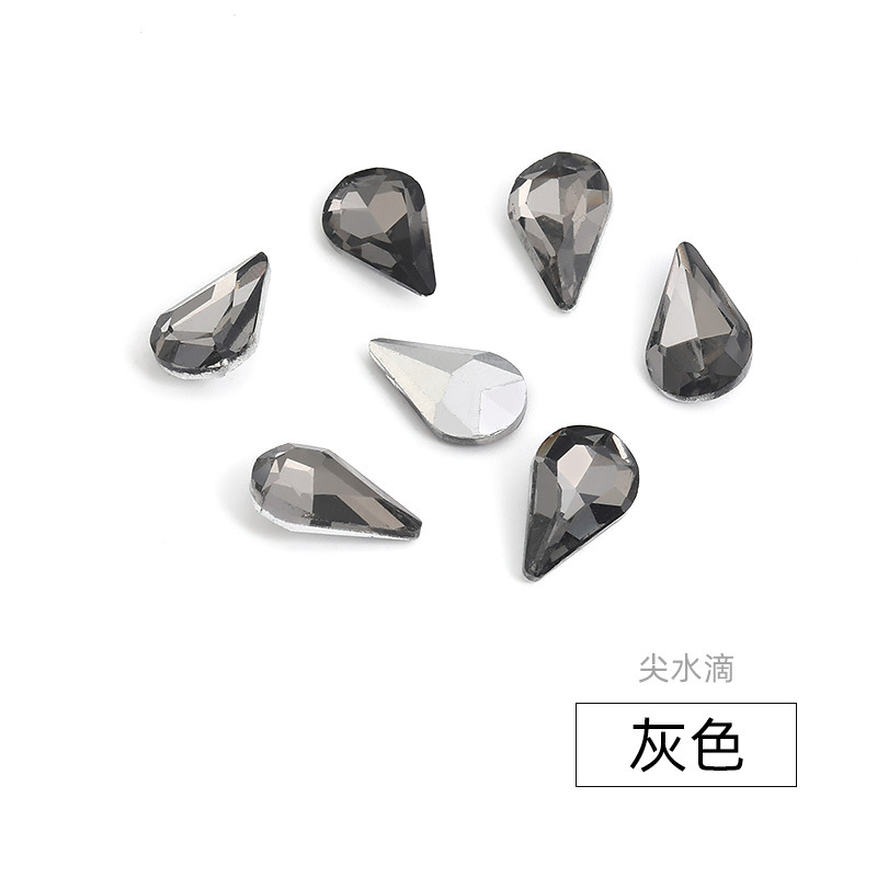 Factory direct sales of sunflower seed pointed-drop diamond silver-plated base crystal diamond jewelry, nail diamond, hair accessory pointed-drop diamond Application Scenario
