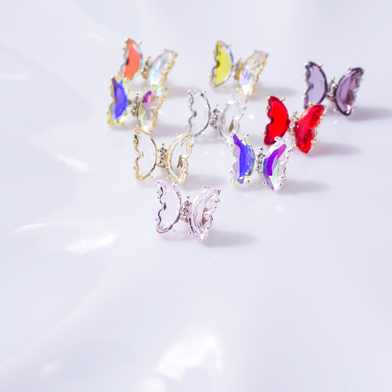 Factory direct sales, popular nail art rotating butterfly accessories, three-dimensional pink butterfly accessories, nail art diamond crystal wing accessories DIY details Picture