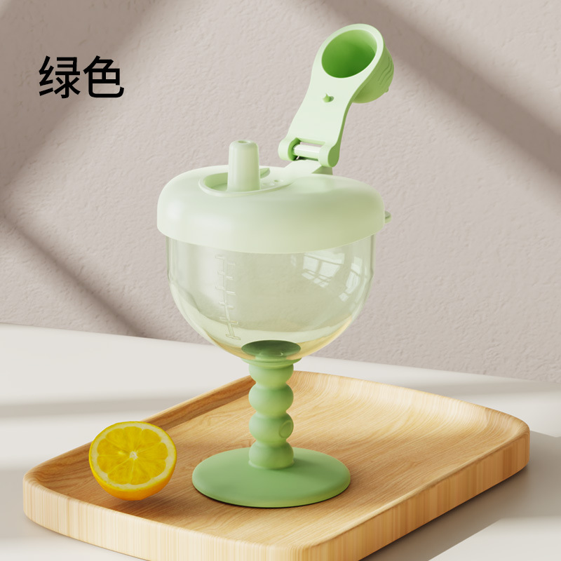 J187-R1948 Baby drinking cup, tall cup, pp material children's water cup, straw cup, milk cup with scale details Picture