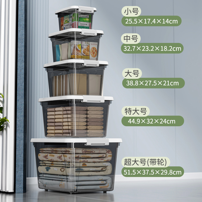 跨境白色收纳箱家用大容量加厚塑料整理箱宿舍桌面玩具零食储物箱