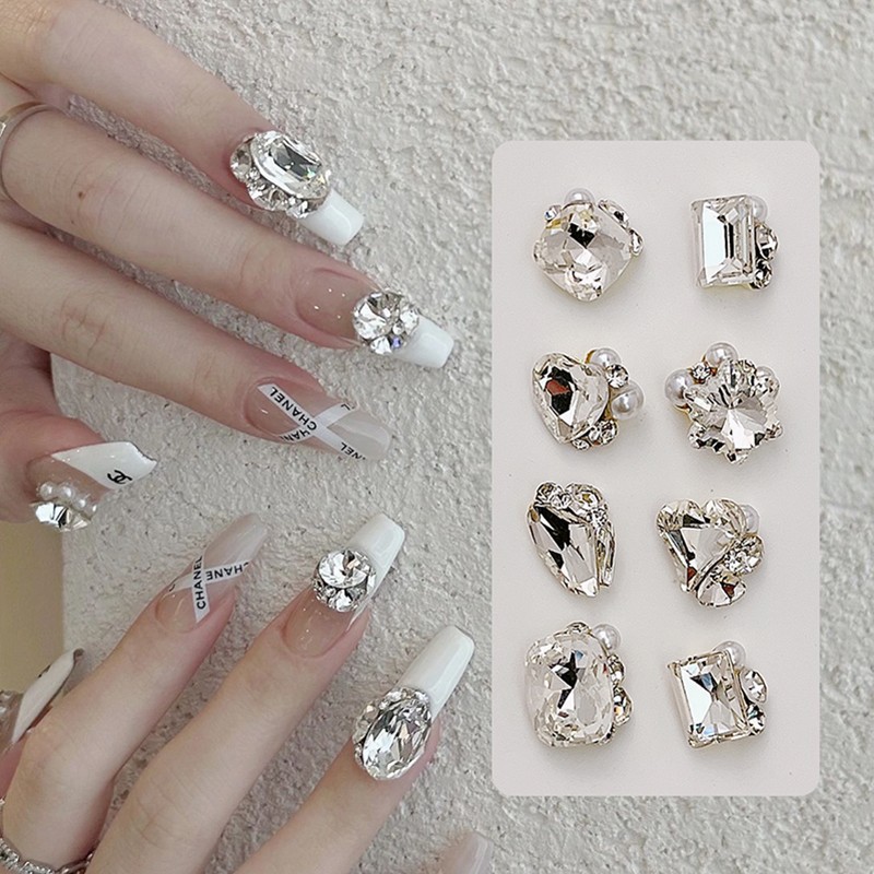 Factory direct sales of nail art diamond jewelry, pile diamond nail art accessories, dazzling transparent white pillow crystal pile diamond, Internet celebrity bestsellers Specification image