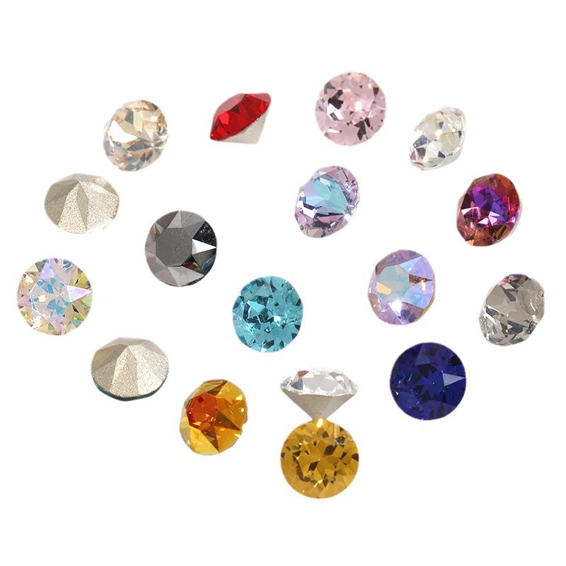 Factory direct sales of cross-border new products, pointed-bottom diamond water diamond nail art diamond accessories, multi-faceted round pointed-bottom diamond nail art jewelry