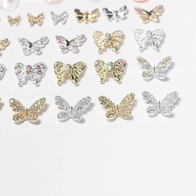 Factory direct sales of new nail art butterfly jewelry, nail diamond decoration, popular butterfly mini micro-inlay three-dimensional metal nail accessories