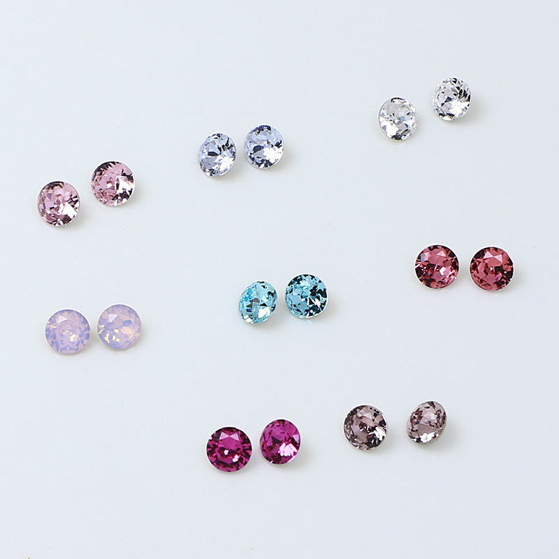 Factory direct sales of 4mm color trendy round water diamonds, K9 pointed-bottom glass diamonds, DIY jewelry accessories, super shiny nail art diamond accessories