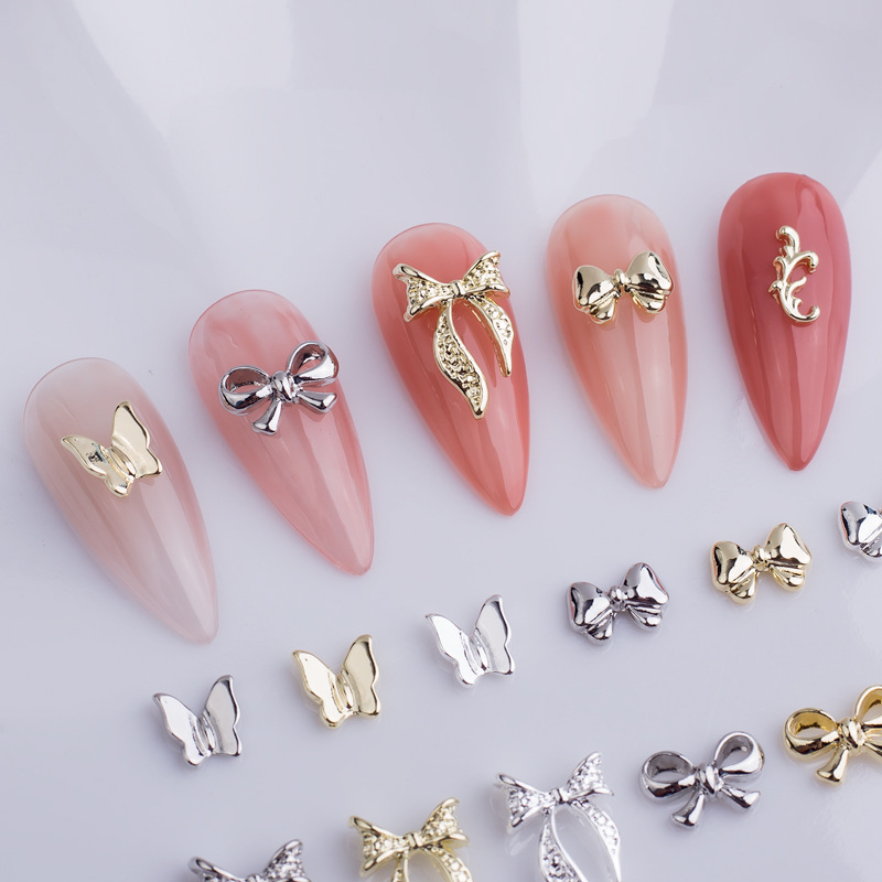 Factory direct sales of nail art bow accessories, alloy three-dimensional nail drills, small butterfly ribbon nail accessories, wearable nails, Japanese nail drills Application Scenario