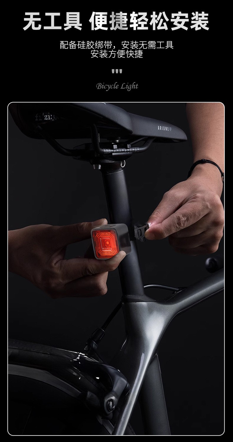 2503 USB recargable luz trasera de bicicleta luz trasera cuadrada bicicleta de montaña luz trasera equipo de ciclismo luz de advertencia de seguridad pic 5