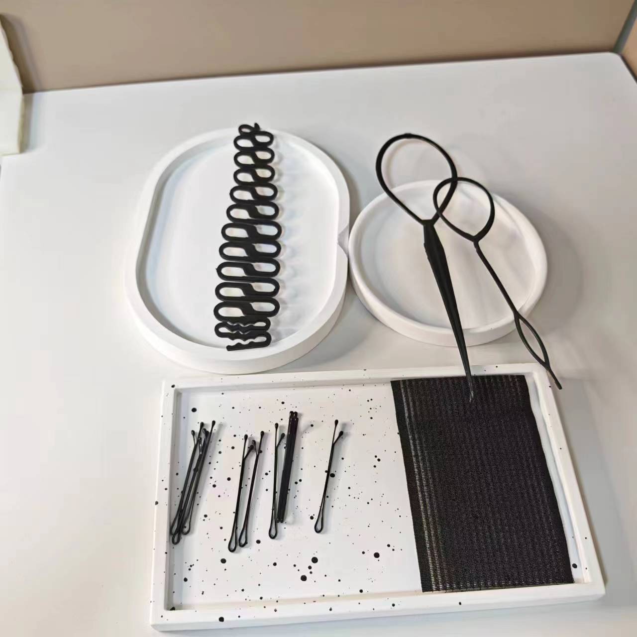 拉发器/儿童盘发器四件套/电话线头绳/儿童饰品韩国/电话线发圈头绳白底实物图