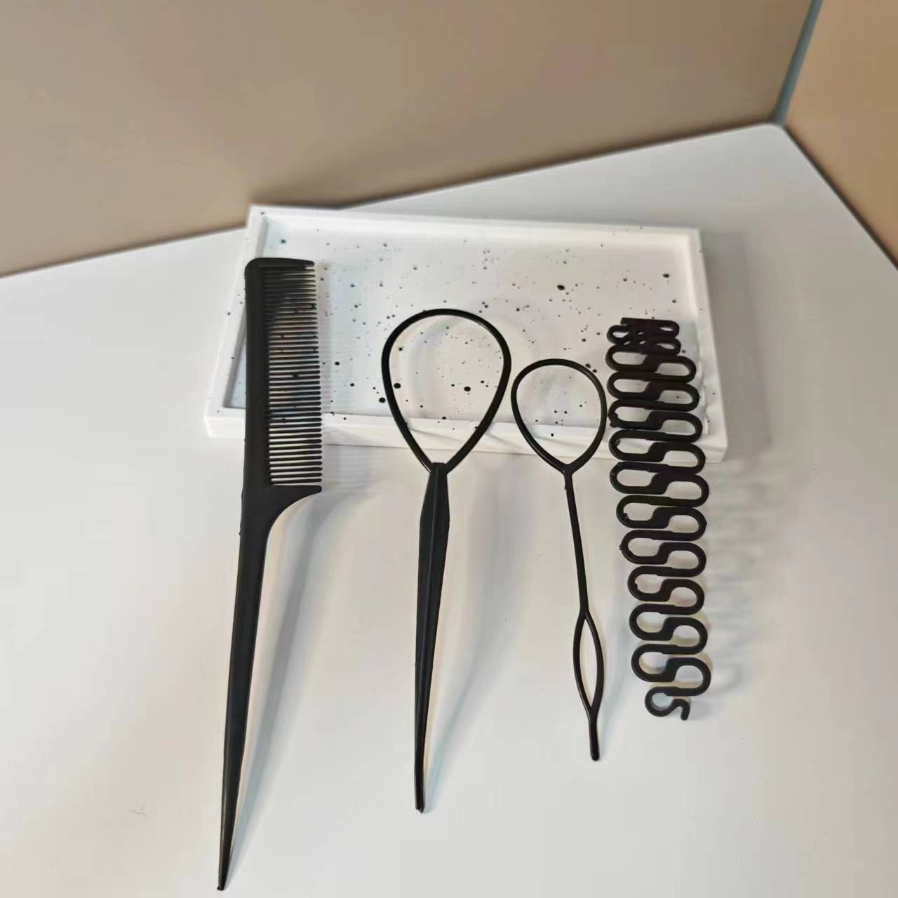 拉发器/儿童盘发器四件套/电话线头绳/儿童饰品韩国/电话线发圈头绳产品图