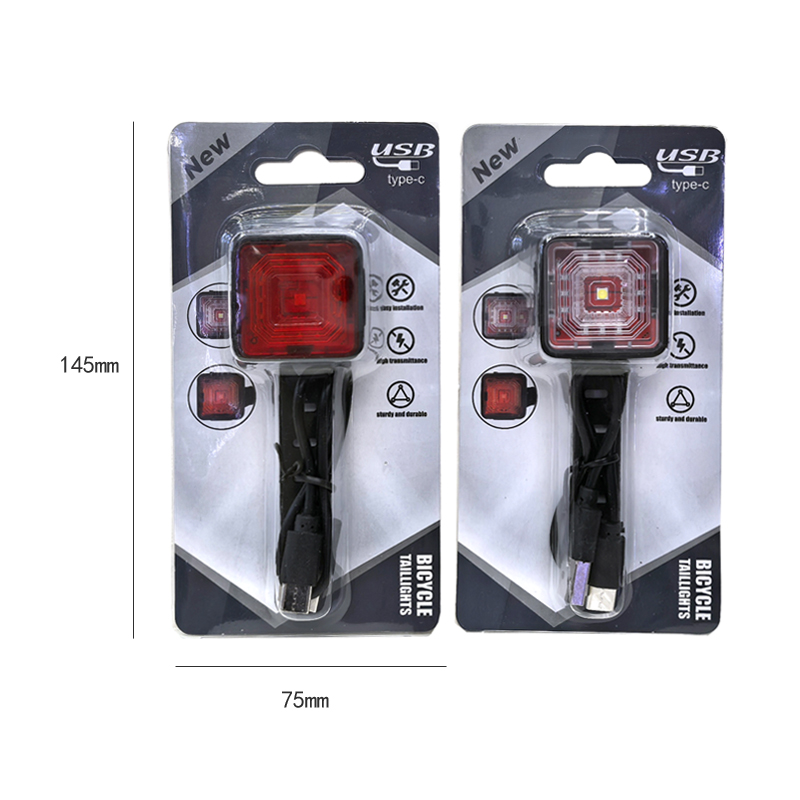 2503 USB recargable luz trasera de bicicleta luz trasera cuadrada bicicleta de montaña luz trasera equipo de ciclismo luz de advertencia de seguridad pic 12