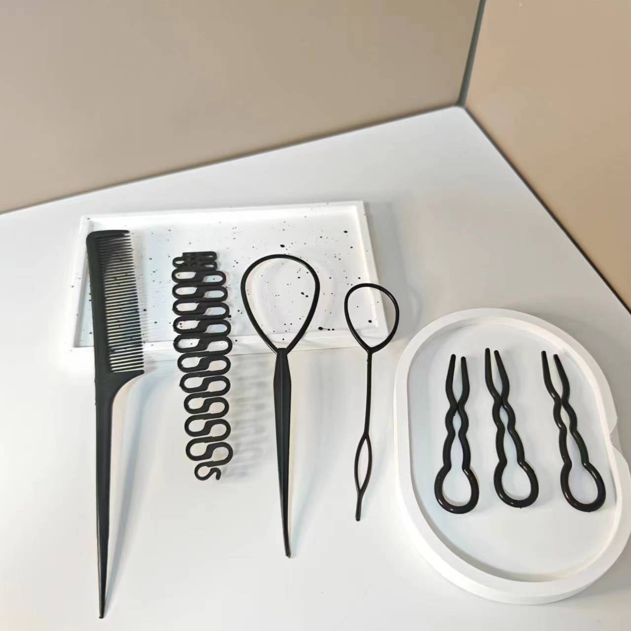 拉发器/儿童盘发器四件套/电话线头绳/儿童饰品韩国/电话线发圈头绳细节图