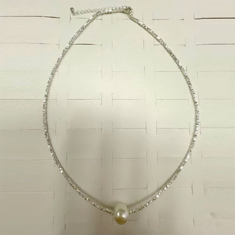 S925 silver 1.5-square-meter broken silver bracelet, pearl necklace, women's light luxury, simple and niche design sense broken silver ankle chain