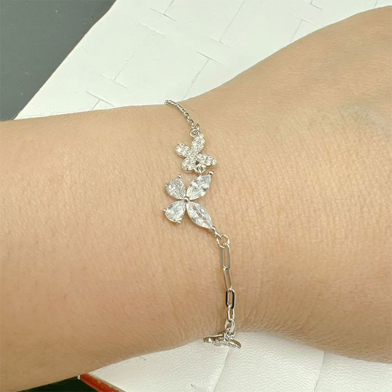 s925纯银蝴蝶手链脚链百搭沙滩脚链小众潮流饰品时尚脚饰 女配饰