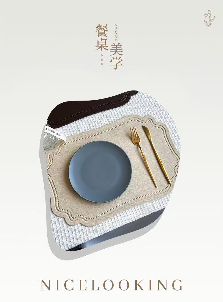 厚皮压印餐垫 ins风餐桌垫北欧创意隔热垫异形防水酒店西餐垫茶几垫详情9