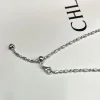 S925 sterling silver necklace, fine chain, double flash beads, sweater chain, women's niche design, high-end silver chain, long round bead chain details Picture