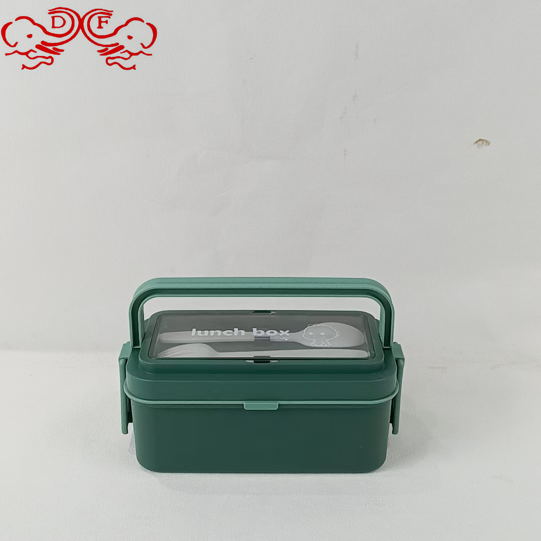 DF68409 plastic lunch box, large-capacity compartmentalized lunch box with tableware, student lunch box, office worker insulated lunch box, DF TRADING HOUSE Item Picture