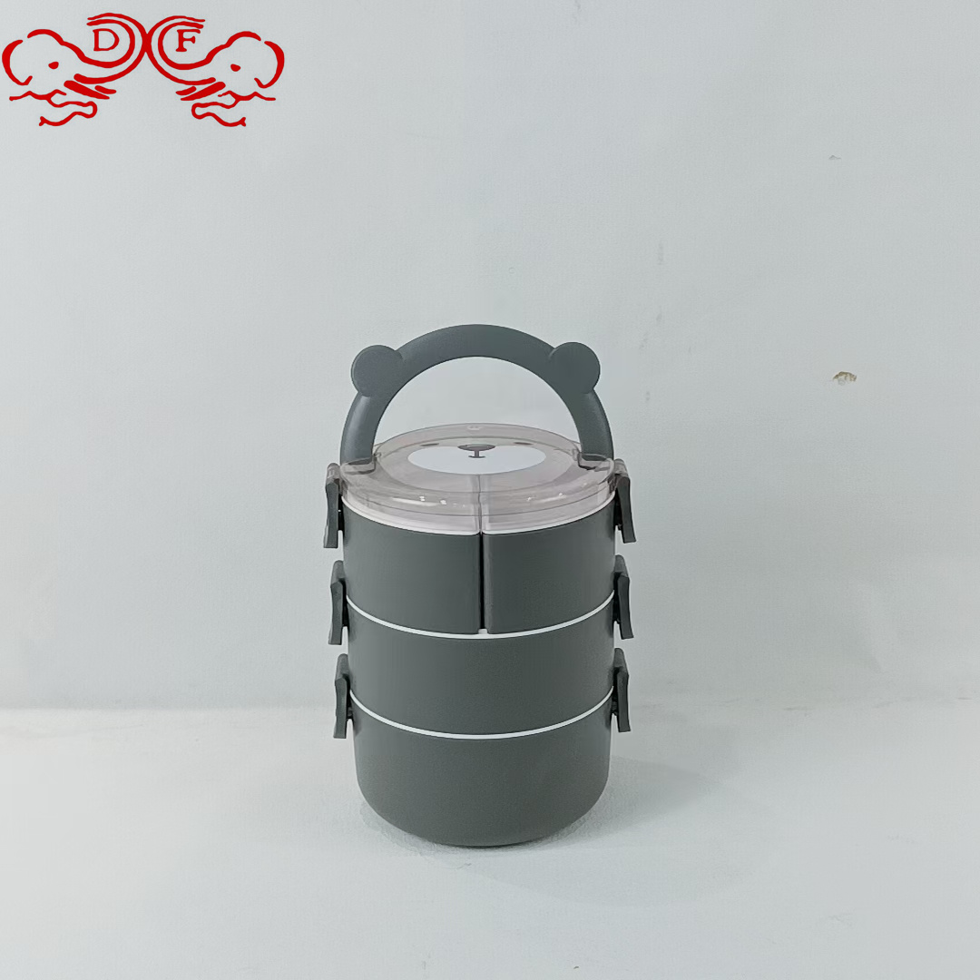 DF68409 Stainless steel cartoon student lunch box, office workers can microwave heat large-capacity portable lunch box, DF TRADING HOUSE