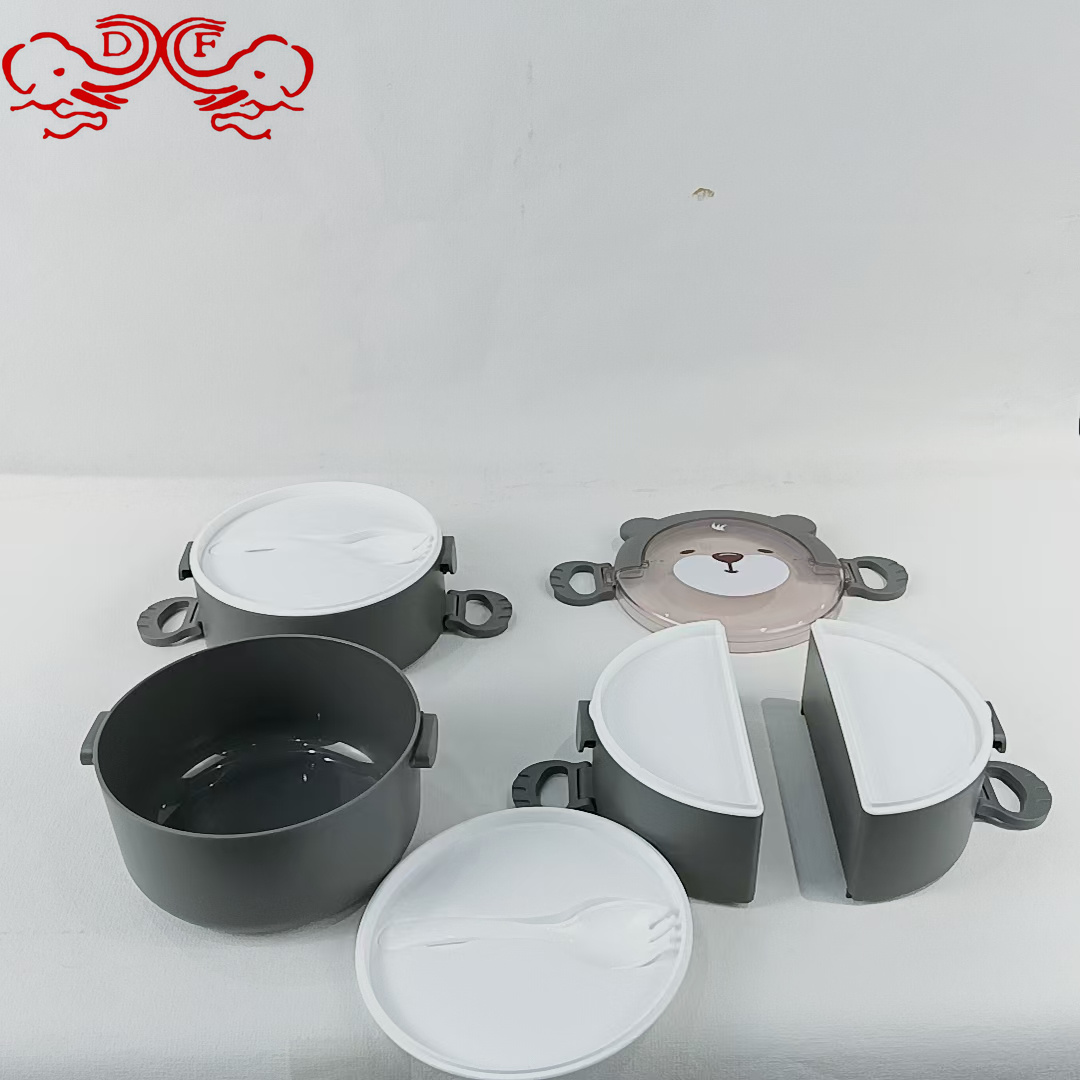 DF68409 plastic lunch box, large-capacity compartmentalized lunch box with tableware, student lunch box, office worker insulated lunch box, DF TRADING HOUSE Specification image