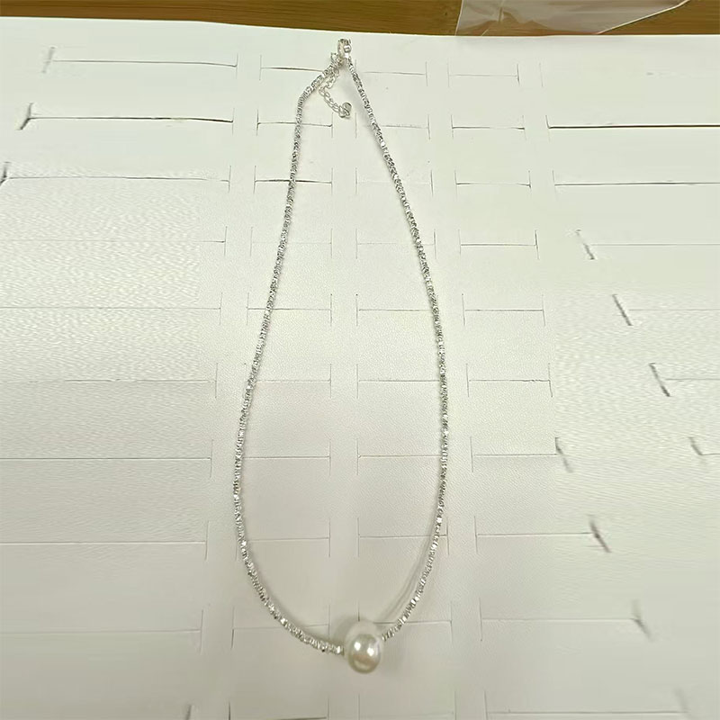 S925 silver 1.5-square-meter broken silver bracelet, pearl necklace, women's light luxury, simple and niche design sense broken silver ankle chain Specification image