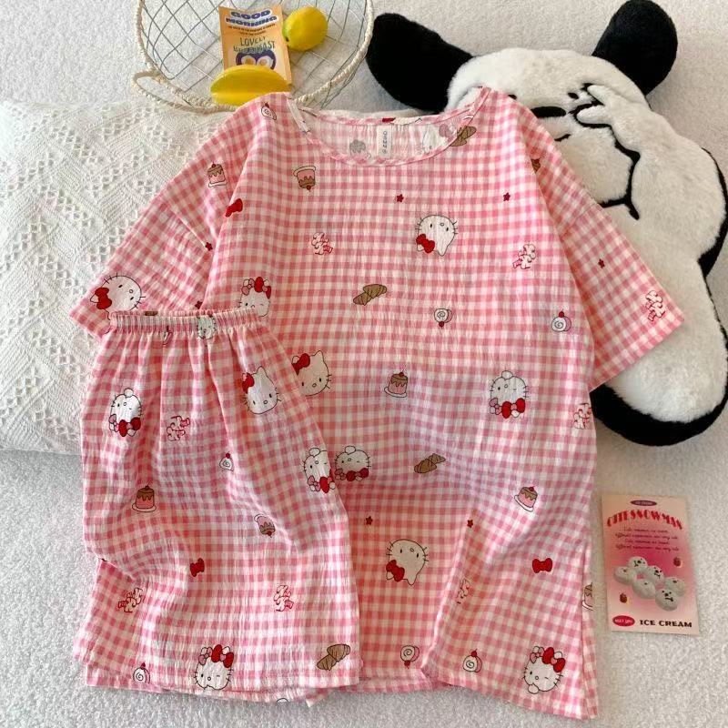 【七月新款】皱布夏季睡衣舒适透气双短套装居家服欧美热卖女装批发外贸跨境KR-9