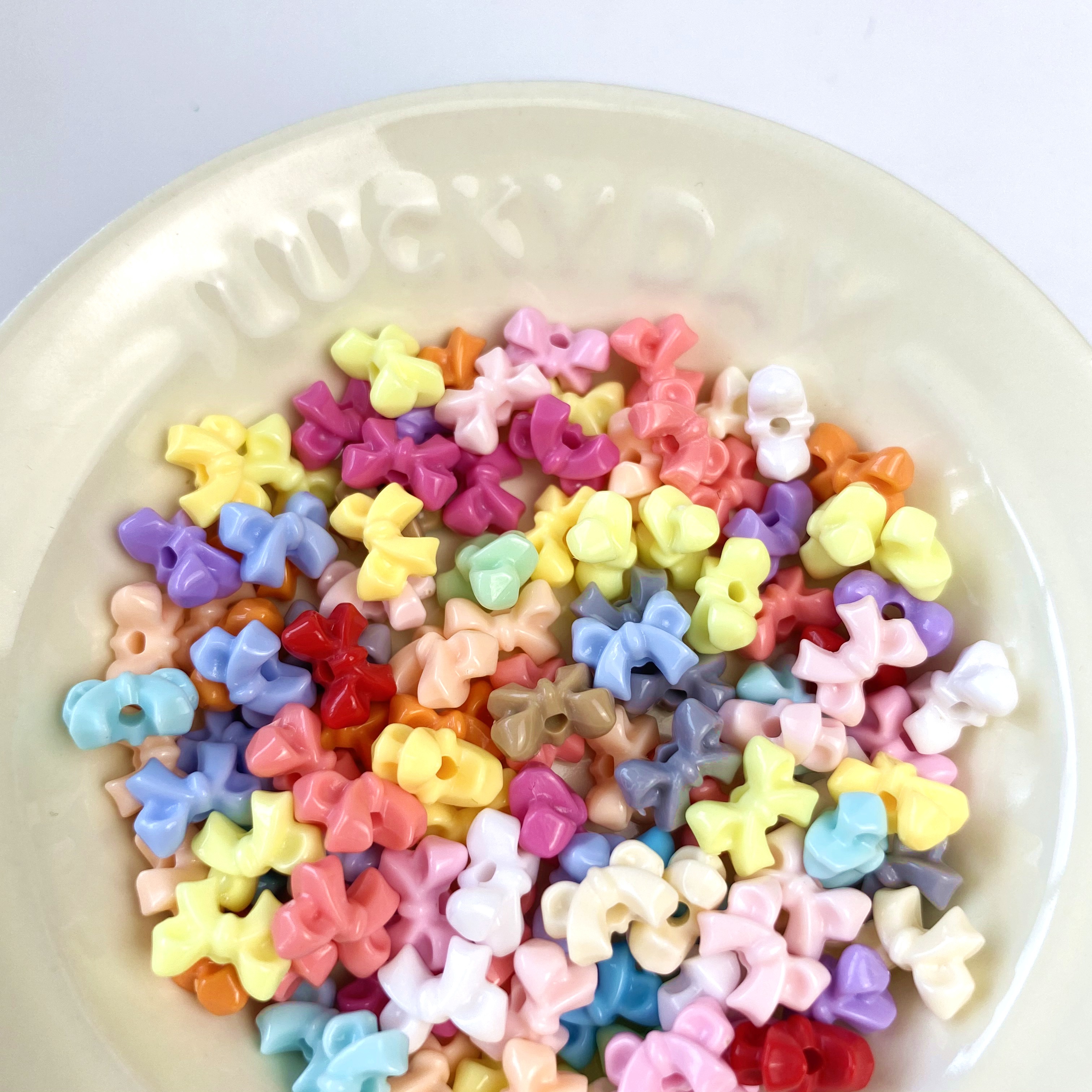 diy acrylic 10mm small bow/Mobile phone chain, key chain, bag, hanging piece, handcrafted jewelry, mixed color scattered beads raw materials details Picture