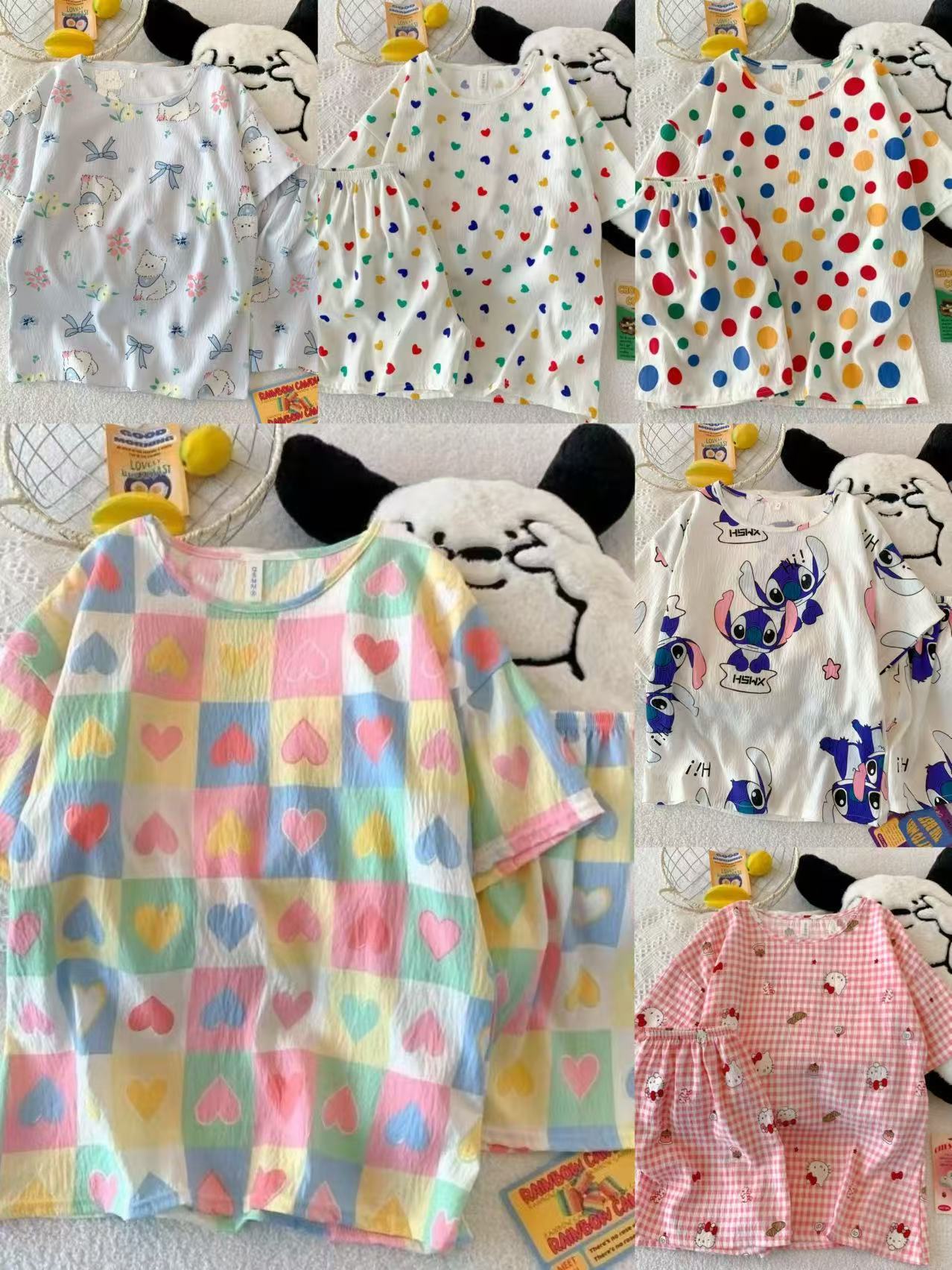 【七月新款】皱布夏季睡衣舒适透气双短套装居家服欧美热卖女装批发外贸跨境KR-9详情1