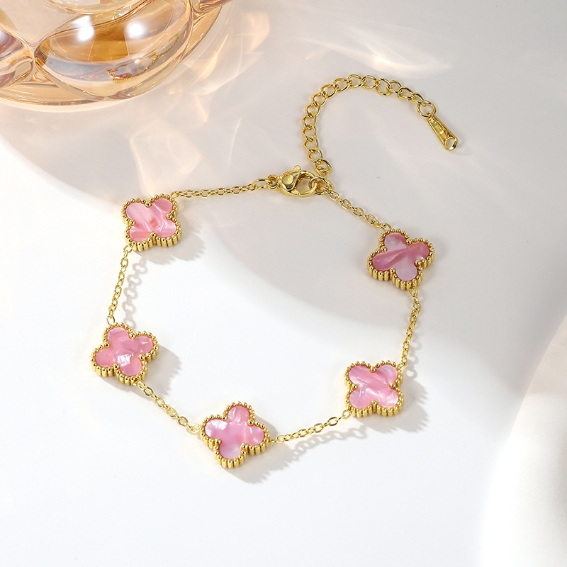 四叶草新款手链女士时尚手链外贸彩色贝壳四叶草手饰产品图