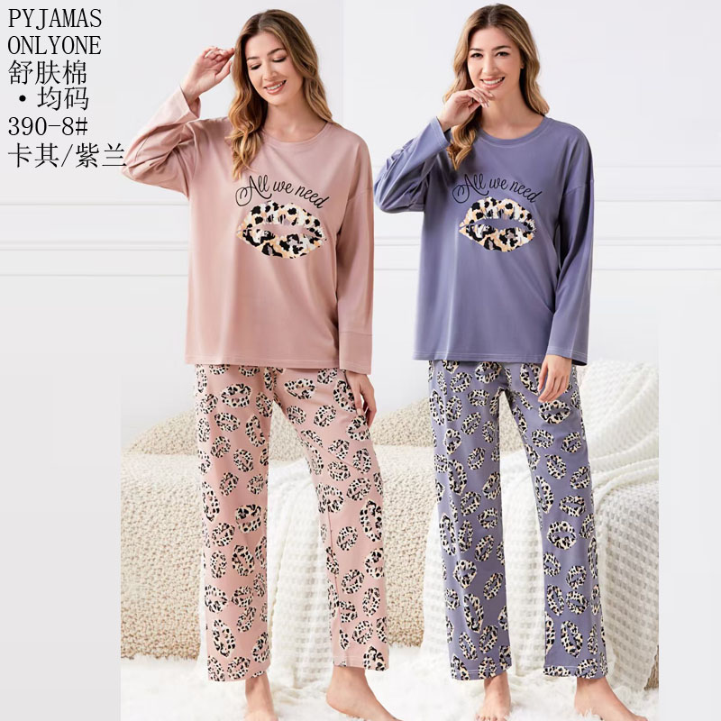 Women's home wear and pajamas for export, cotton-like comfort, PYJAMAS, spring and autumn styles, women's long-sleeved shirts and long pants sets, double long pullovers, winter pajamas for export, wholesale to Europe, America and the Middle East Application Scenario