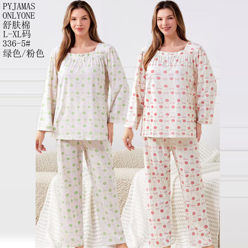 Women's home wear and pajamas for export, cotton-like comfort PYJAMAS, spring and autumn styles, women's long-sleeved shirts and long pants sets, double long pullovers, and winter pajamas for export. Wholesale to Europe, America and the Middle East Application Scenario