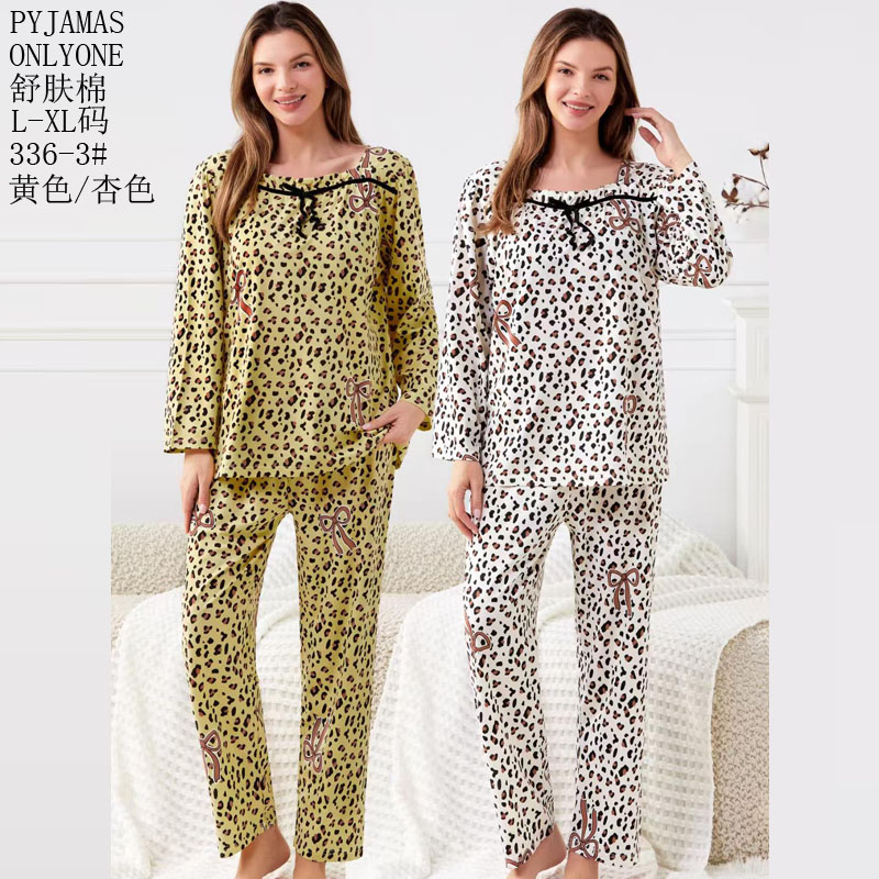 Women's home wear and pajamas for export, cotton-like comfort PYJAMAS, spring and autumn styles, women's long-sleeved shirts and long pants sets, double long pullovers, and winter pajamas for export. Wholesale to Europe, America and the Middle East details Picture