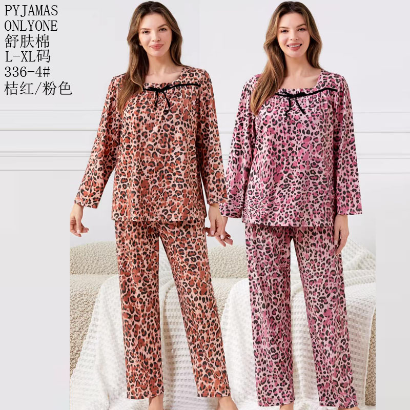Women's home wear and pajamas for export, cotton-like comfort PYJAMAS, spring and autumn styles, women's long-sleeved shirts and long pants sets, double long pullovers, and winter pajamas for export. Wholesale to Europe, America and the Middle East Specification image