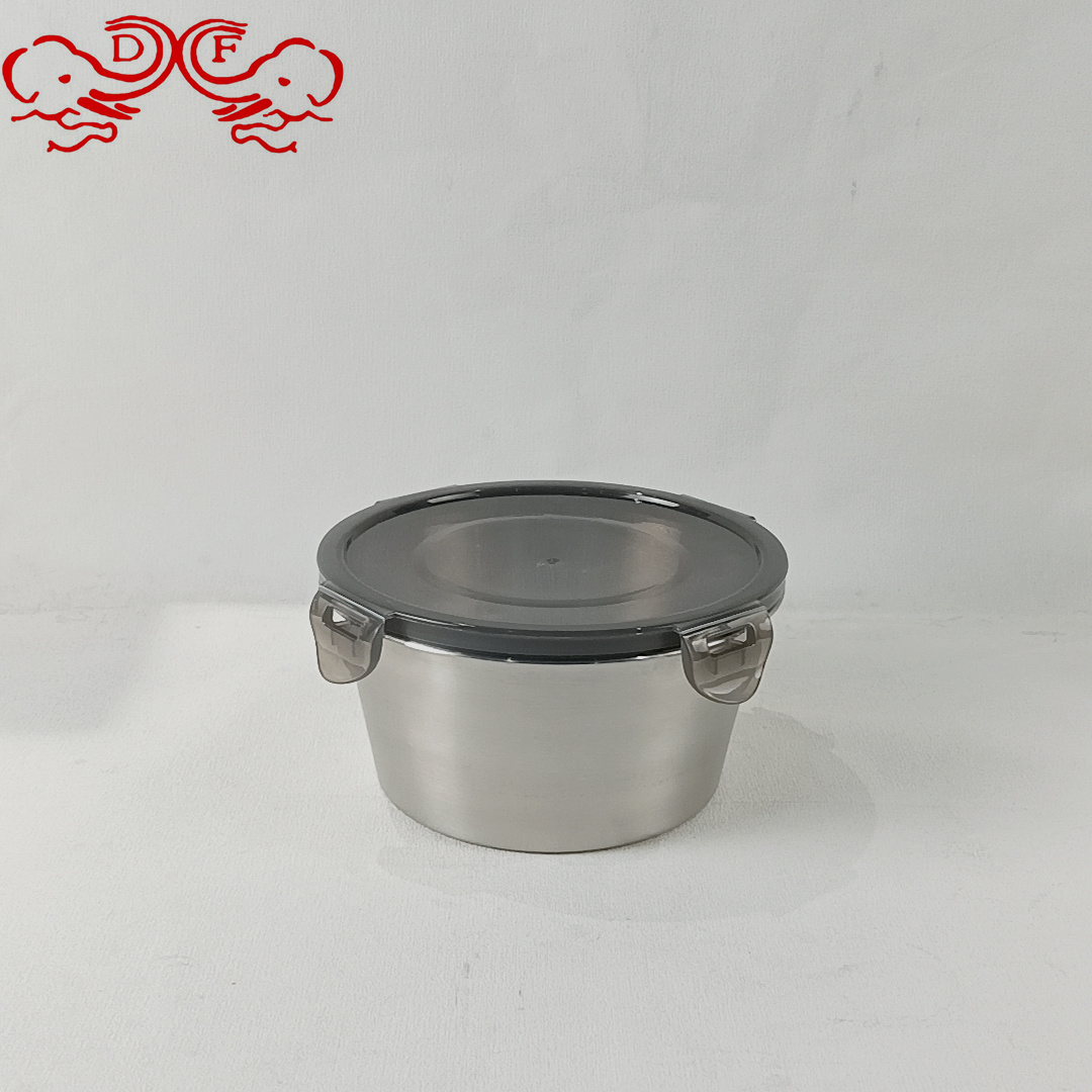 DF68254 fresh-keeping box set, stainless steel sealed round lunch box, microwave oven large capacity storage box, lunch box DF TRADING HOUSE details Picture