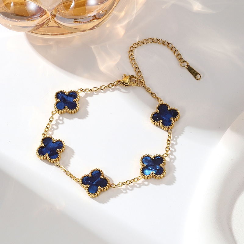 四叶草新款手链女士时尚手链外贸彩色贝壳四叶草手饰细节图