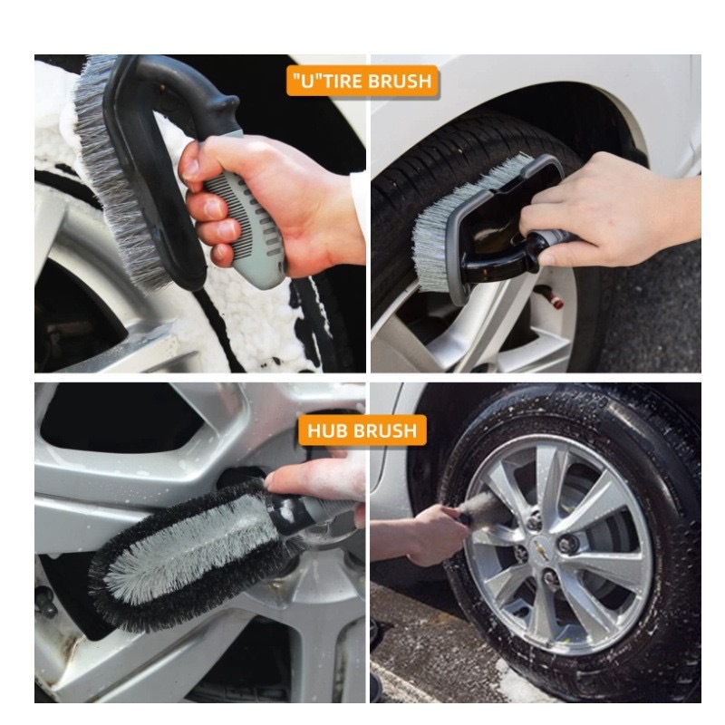 Weihaisheng Direct sales car beauty, car washing tools, cleaning supplies, multi-angle U-shaped tire brushes, boat-shaped brushes, car washing brushes, Weihaisheng car cleaning brushes