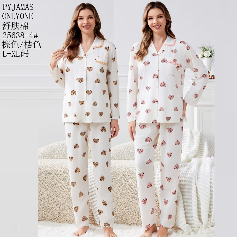 Women's home wear and pajamas for export, cotton-like comfort, PYJAMAS, spring and autumn, women's cardigans, long-sleeved shirts, long pants sets, double long pullovers, home wear and winter pajamas for export, wholesale to Europe, America and the Middle East Application Scenario