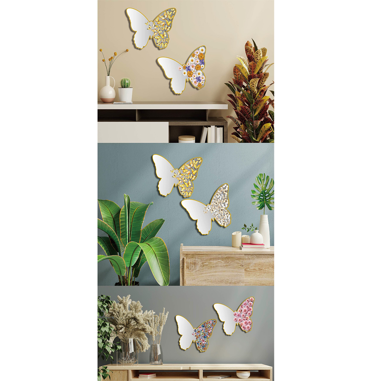 غرفة ملونة بشكل جيد بمرآة فراشة Specification image