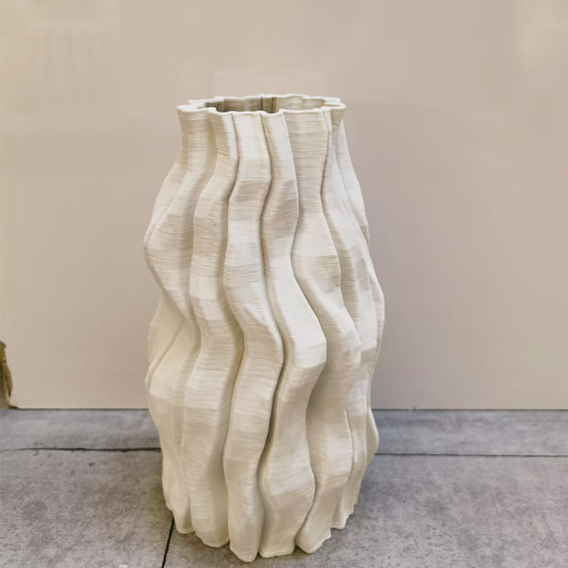 轻奢白色陶瓷花瓶艺术感3D镂空花器酒店玄关餐桌花摆设详情6